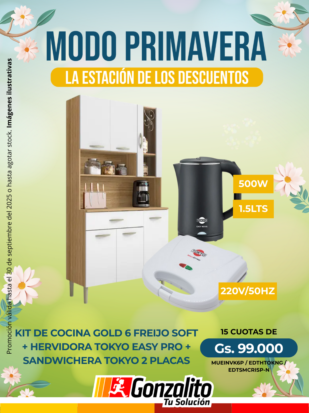 COMBO KIT DE COCINA GOLD 6 FREIJO SOFT INVERFIN + HERVIDORA TOKYO EASY PRO + SANDWICHERA TOKYO 2 PLACAS