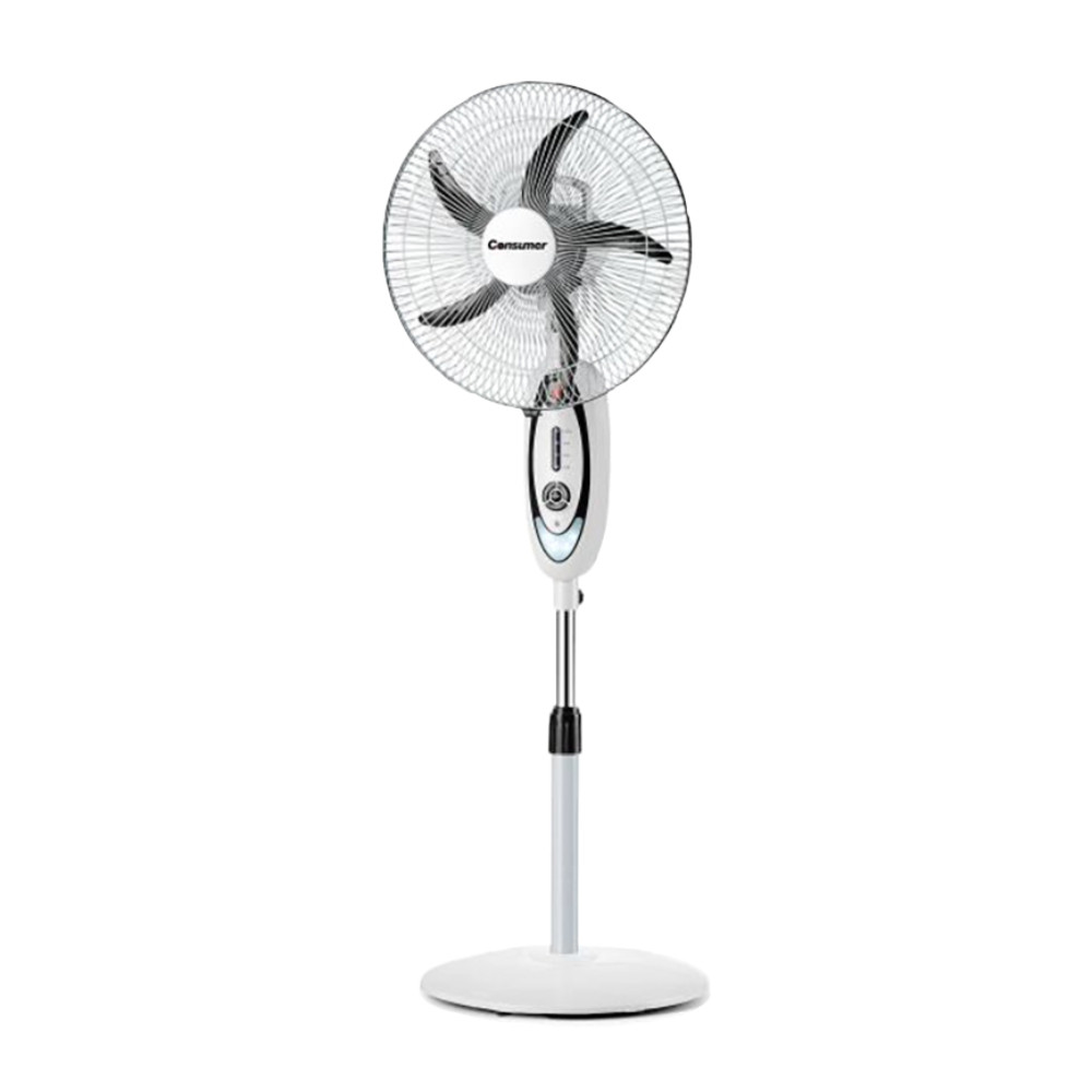 VENTILADOR CONSUMER DE PIE A BATERIA 16" C/ CONTROL, LUZ DE EMERGENCIA, USB