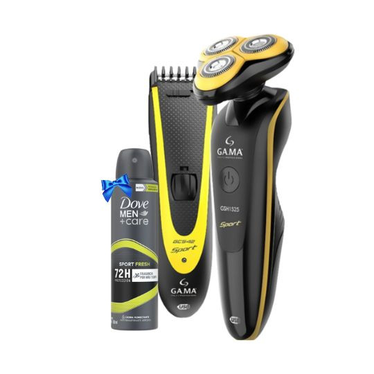 COMBO SPORT MEN CORTAPELO + AFEITADORA YELLOW GAMA 900-7131+ DESODORANTE