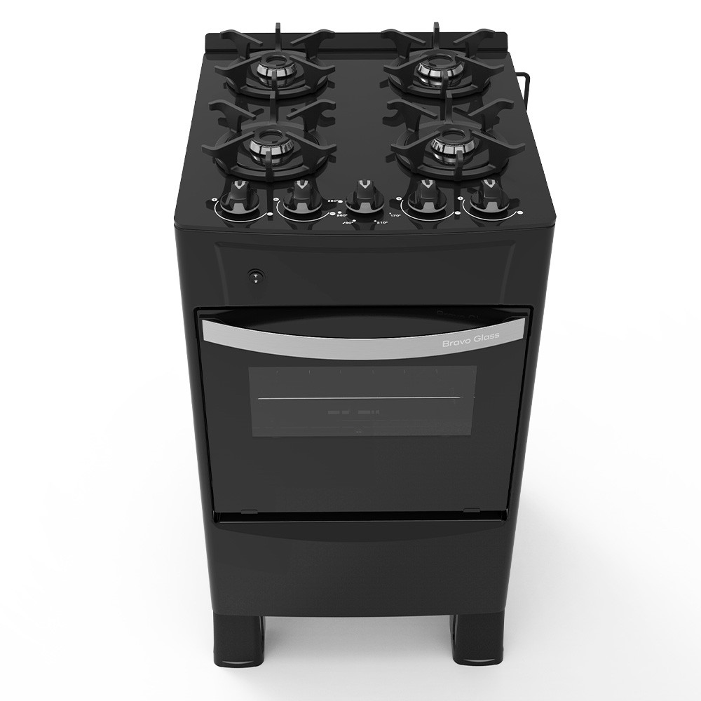 COCINA TOKYO BRAVO GLASS 4H NEGRO C/ENCEN HORNO 50 LTS LIMPIA