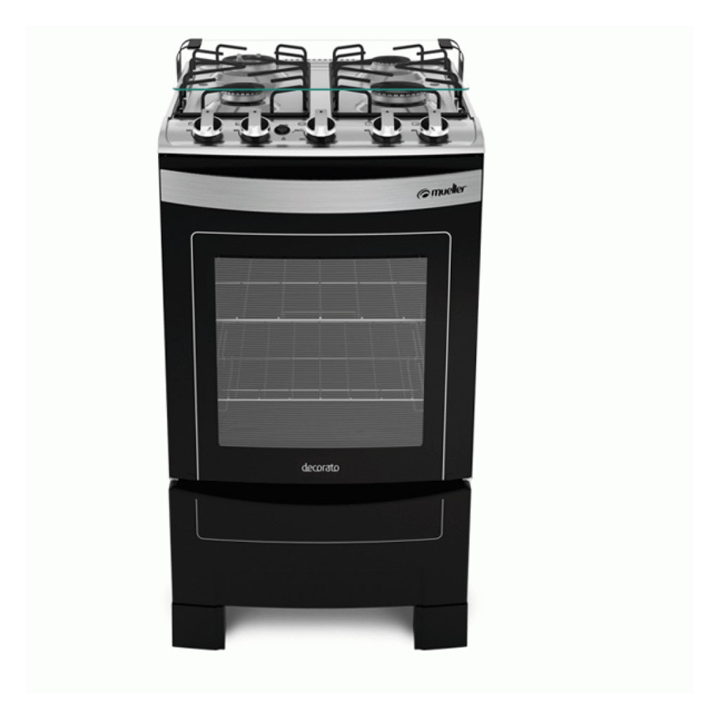 COCINA MUELLER DECORATO 4H NEGRO CON ENCENDIDO