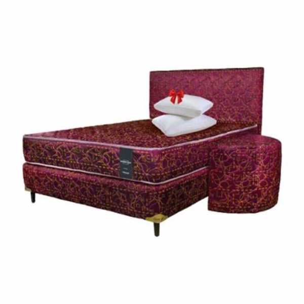 SOMIER COMPLETO CONVENCIONAL 1.60X2.00 80K BORDO + 2 ALMOHADAS