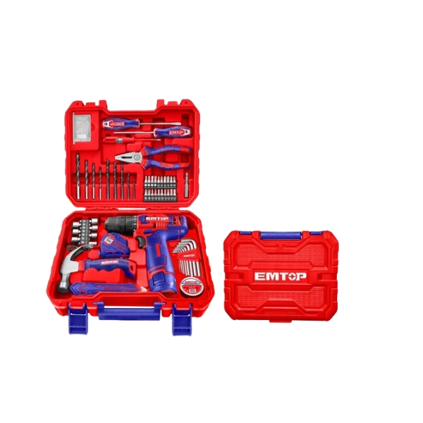 KIT DE HERRAMIENTAS EMTOP 96 PIEZAS C/ATORNILLADOR 12V EEDK09601