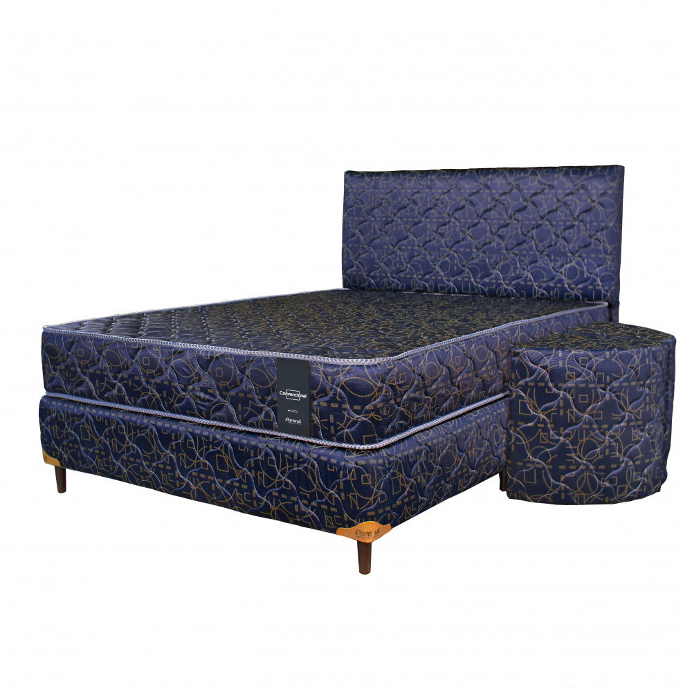 SOMIER COMPLETO NEO CONVENCIONAL PT 1.40X1.90 90K AZUL + 2 ALMOHADAS