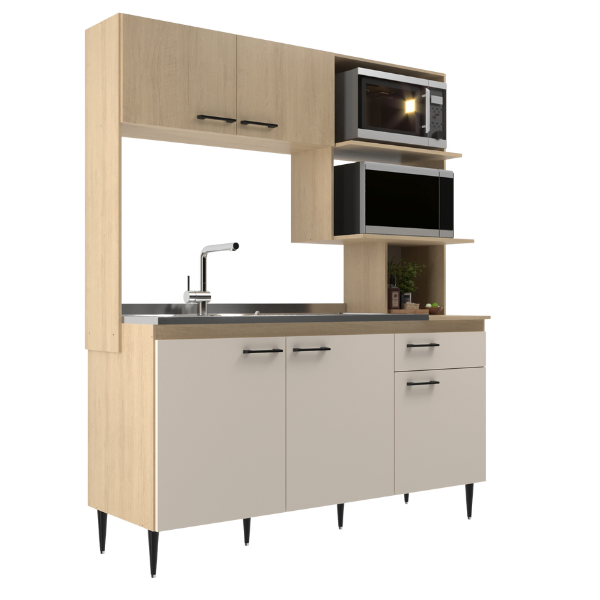 KIT DE COCINA EVELYN 5P CARV/OFF WHITE +PILETA MOVEIS SUL