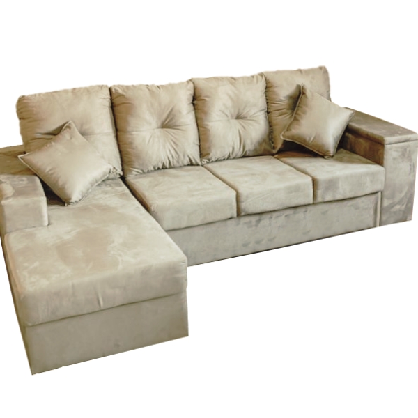SOFA ESQUINERO VICTORIA CON BAUL MARRON MOVELMAX