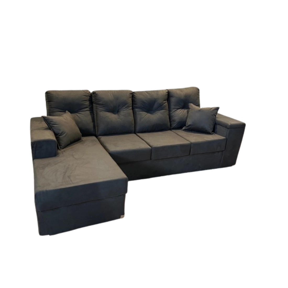 SOFA ESQUINERO VICTORIA CON BAUL MARRON MOVELMAX