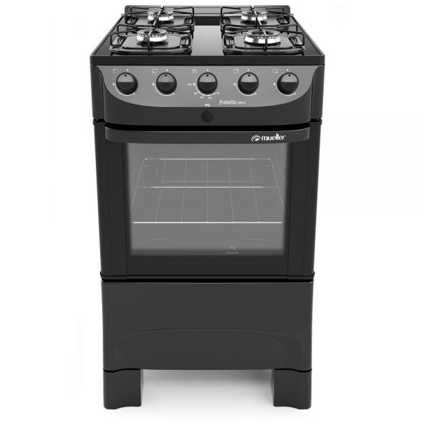 COCINA MUELLER FRATELLO VETRO 4H NEGRO MESA DE VIDRIO MFV4BB