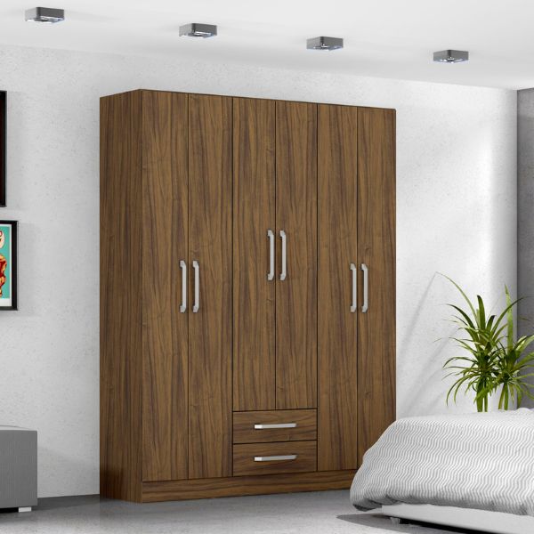 ROPERO ZANZINI POP 6 PUERTAS 2C NOGAL MATE TEXTURIZADO