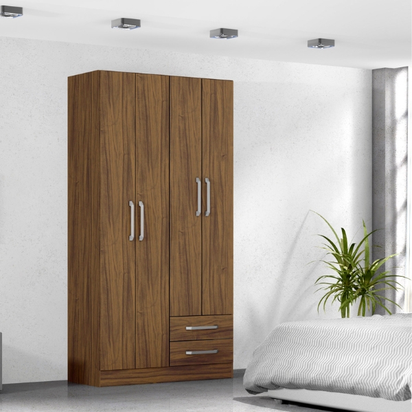 ROPERO ZANZINI POP 4 PUERTAS 2C NOGAL MATE TEXTURIZADO